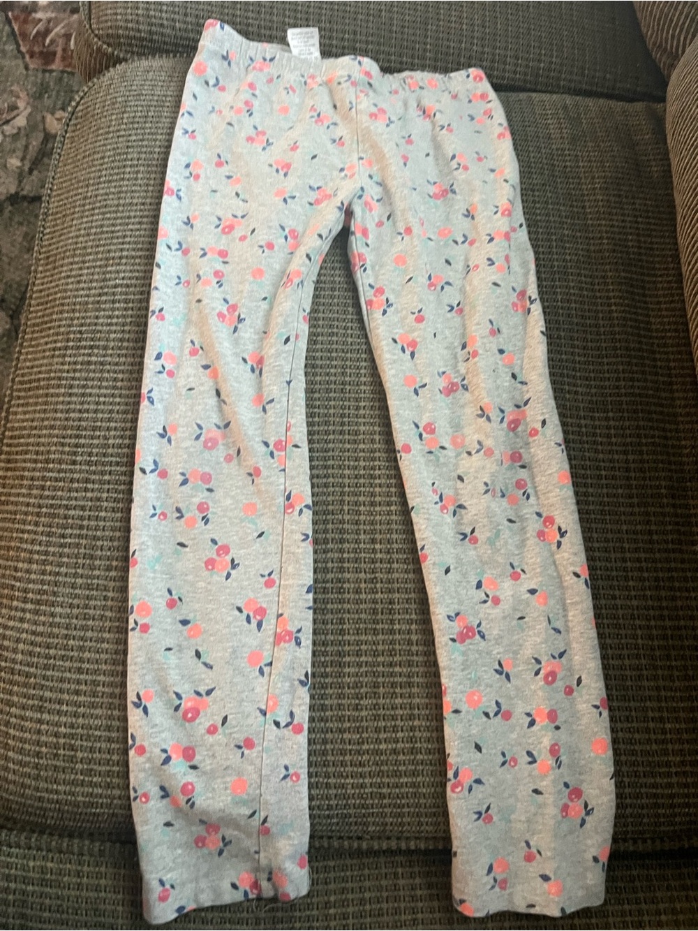 Gymboree Gray Leggings with Pink & Navy Floral Print